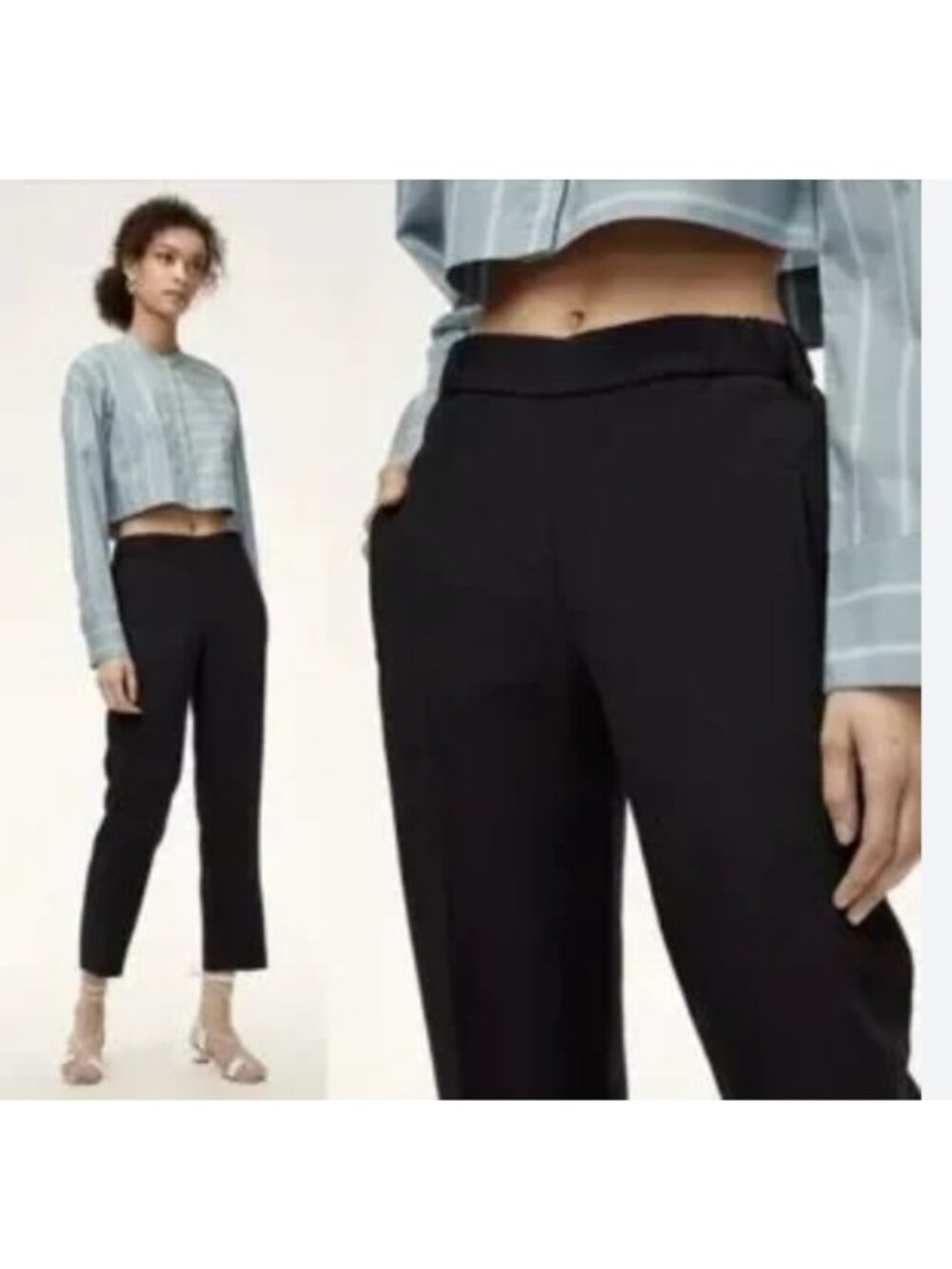 Aritzia Wilfred Crepe Darontal Pull On Trousers Black Ankle Length Womens 8